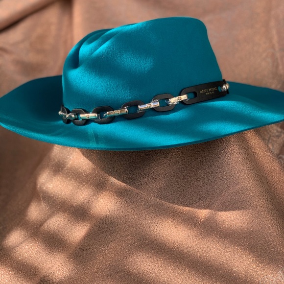 Henri Bendel Blue chain Fedora hat
